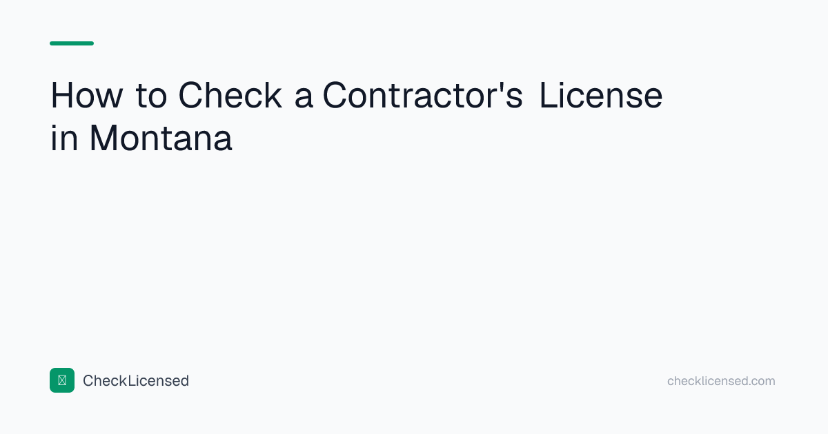 How to Check a Contractor's License in Montana | CheckLicensed