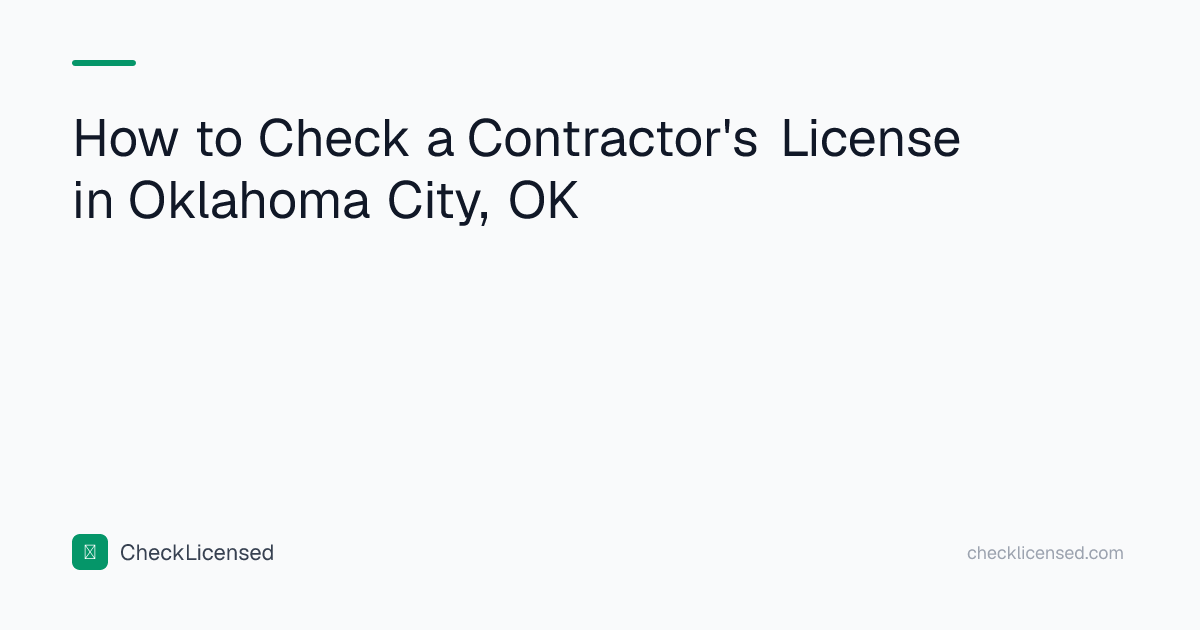 How to Check a Contractor's License in Oklahoma City, OK | CheckLicensed